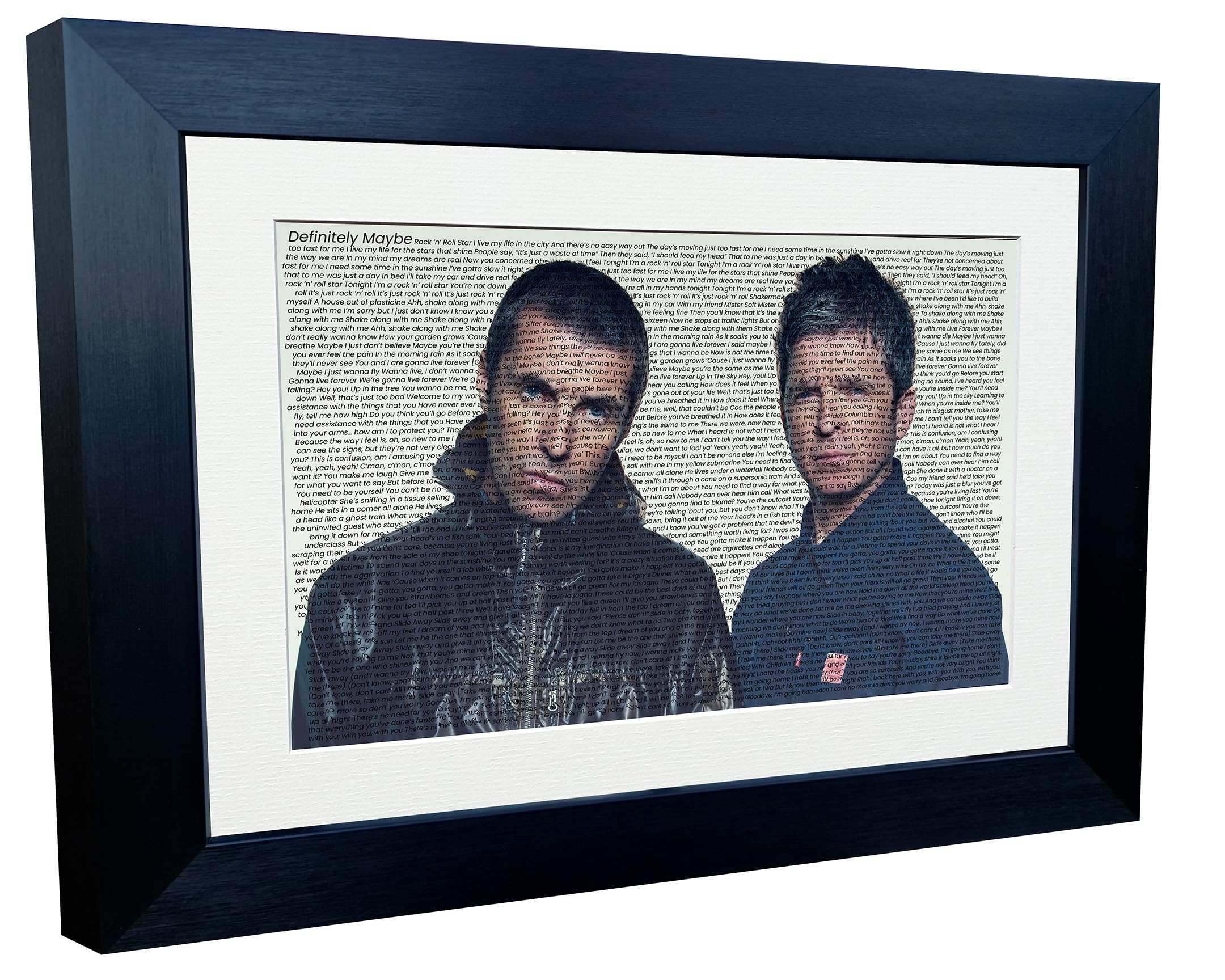 Kitbags & Lockers A3+ A4 FULL ALBUM SONG LYRICS Oasis Definitely Maybe (Whats The Story) Morning Glory Display Liam Noel Gallagher Indie Music Photograph Picture Frame Gift Art (A4, Definitely Maybe)