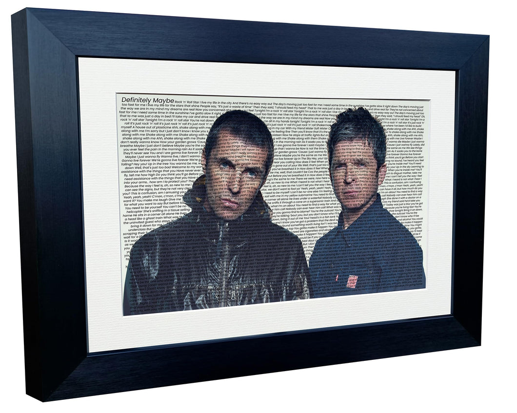 Kitbags & Lockers A3+ A4 FULL ALBUM SONG LYRICS Oasis Definitely Maybe (Whats The Story) Morning Glory Display Liam Noel Gallagher Indie Music Photograph Picture Frame Gift Art (A4, Definitely Maybe)