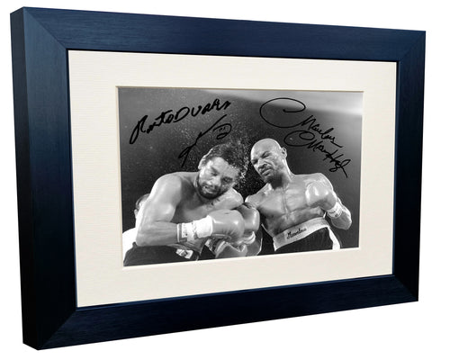 JUDGMENT DAY Marvelous Marvin Hagler vs Roberto Duran Hands Of Stone Boxing Autographed Signed Signature Photo Photograph Picture Frame Poster The Four Kings