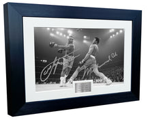 Load image into Gallery viewer, 12x8 A4 &quot;Fight Of The Century&quot; Joe Frazier Vs Muhammad Ali Autographed Signed Photo Photograph Picture Frame Boxing Poster Gift BW