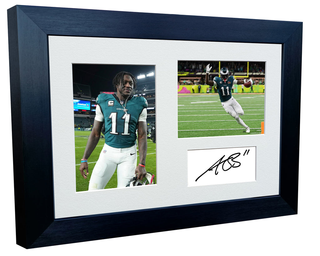 Kitbags & Lockers 12x8 A4 A J Brown Super Bowl LIX Winners American Football NFL Autographed Signed Photo Photograph Picture Frame Poster Gift Triple