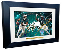 Load image into Gallery viewer, Kitbags &amp; Lockers 12x8 A4 Jalen Hurts A J Brown Super Bowl LIX Winners American Football NFL Autographed Signed Photo Photograph Picture Frame Poster Gift