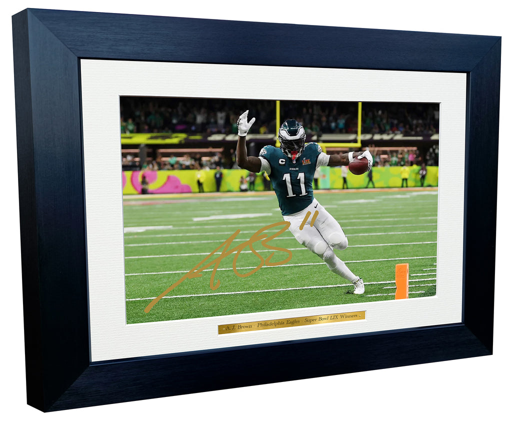 Kitbags & Lockers 12x8 A4 A J Brown Super Bowl LIX Winners American Football NFL Autographed Signed Photo Photograph Picture Frame Poster Gift Touchdown)