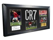 Load image into Gallery viewer, Large Cristiano Ronaldo Manchester United Utd Celebration With Precision Cut CR7 Logo Signed Autographed Signature Photograph Photo Picture Frame Football Soccer Poster Gift Black Mount