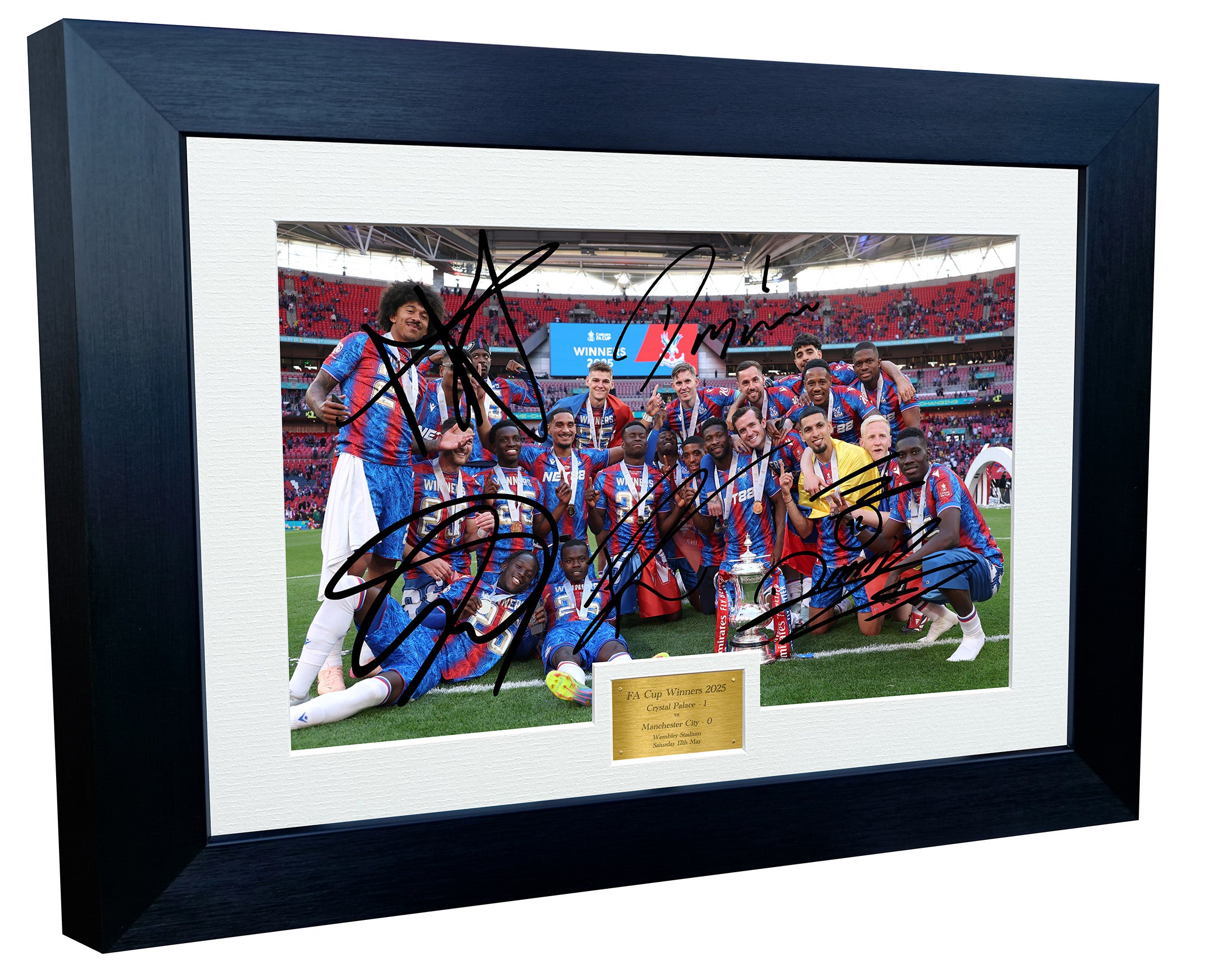 12x8 A4 Crystal Palace FC FA Cup Winners 2025 Celebration Dean Henderson Eddie Nketiah Jean Philippe Mateta Eberechi Eze Signed Autographed Photo Photograph Picture Frame Poster Gift