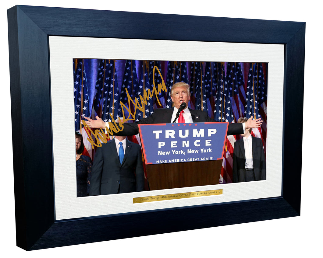 Kitbags & Lockers 12x8 A4 Donald Trump 47th President Of The United States Of America Republican Signed Autographed Autograph Photo Photograph Picture Frame