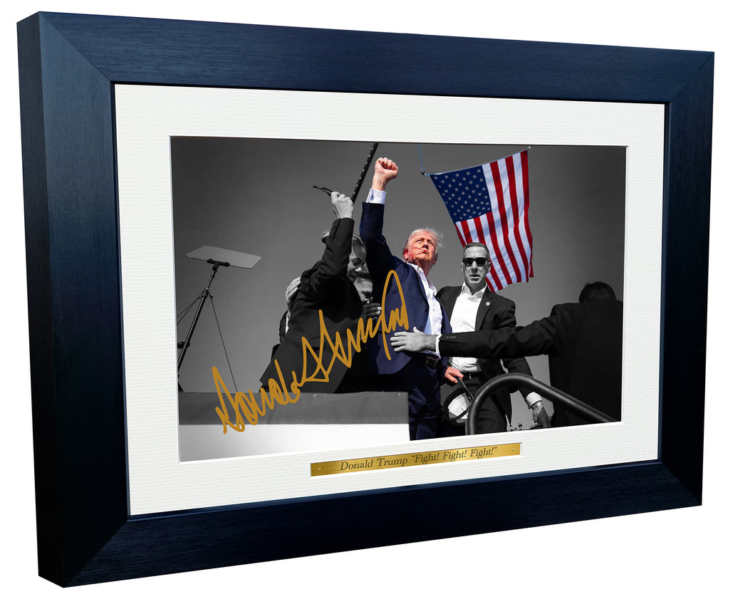 Kitbags & Lockers 12x8 A4 Donald Trump President Republican Rally Fight Signed Autographed Autograph Photo Photograph Picture Frame