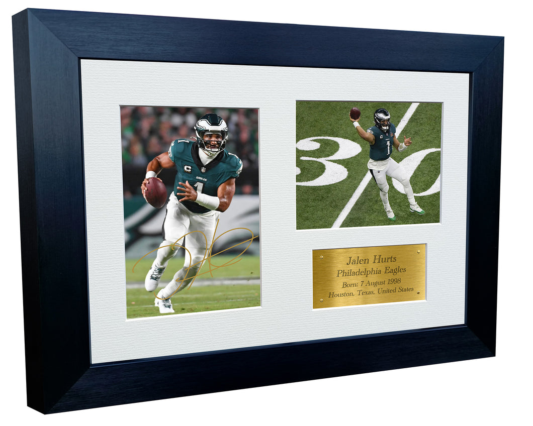 Kitbags & Lockers 12x8 A4 Jalen Hurts Super Bowl LIX Winners American Football NFL Autographed Signed Photo Photograph Picture Frame Poster Gift Triple G