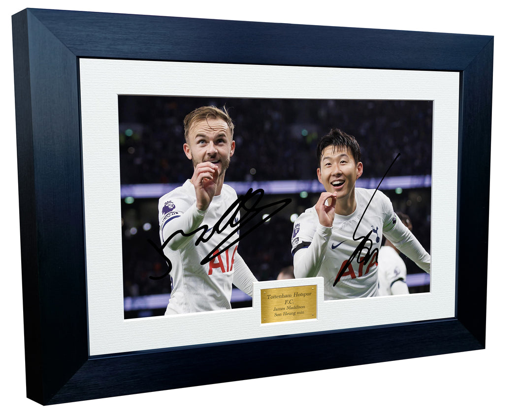 12x8 Signed James Maddison Son Heung-min Tottenham Hotspur F.C Spurs Photo Photograph Picture Frame Football Soccer Poster Gift