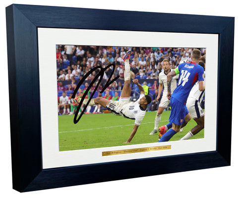 12x8 A4 Jude Bellingham Overhead Goal England Euros 2924 Signed Autographed Photo Photograph Picture Frame Poster Gift