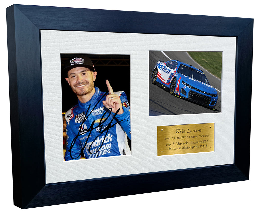 Kitbags & Lockers 12x8 A4 Kyle Larson 2024 NASCAR No. 5 Chevrolet Camaro ZL1 Hendrick Motorsports Signed Autographed Signature Photo Photograph Picture Frame Poster Gift G…