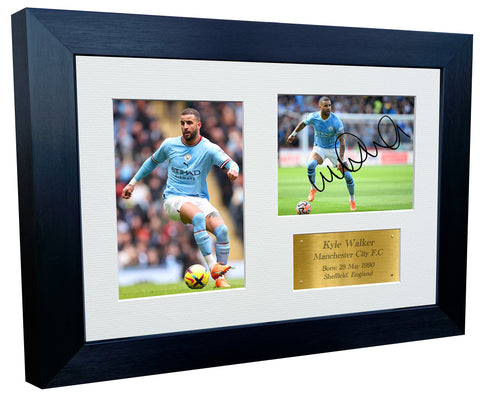 12x8 A4 Kyle Walker Manchester City FC Signed Autographed Photo Photograph Picture Frame Poster Gift Triple G