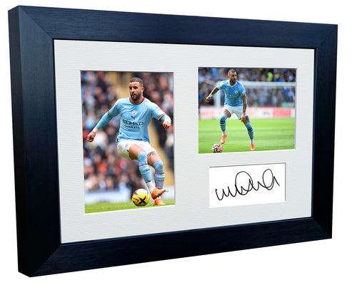 12x8 A4 Kyle Walker Manchester City FC Signed Autographed Photo Photograph Picture Frame Poster Gift Triple