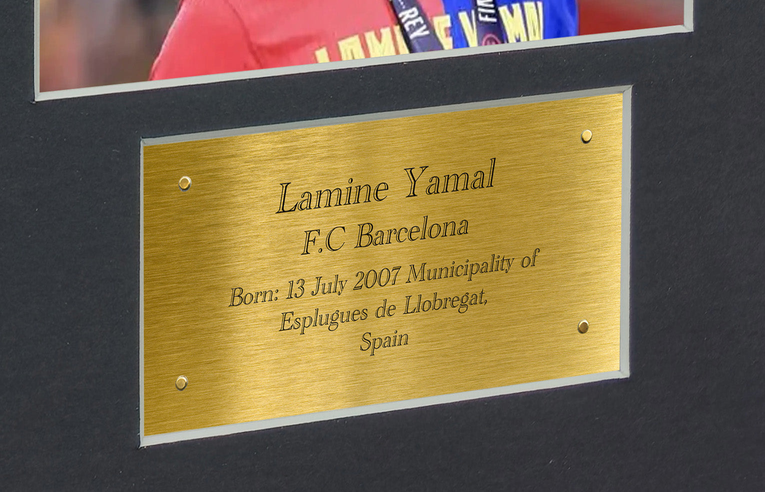 Lamine Yamal 2025 Barcelona Logo Mount Signed Autographed Photo Photograph Picture Frame Poster Football Soccer Gift