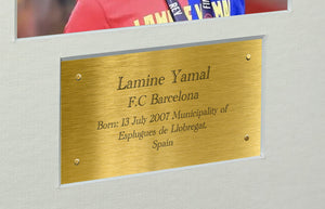 Lamine Yamal 2025 Barcelona Logo Mount Signed Autographed Photo Photograph Picture Frame Poster Football Soccer Gift