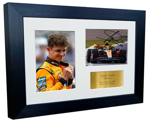 12x8 A4 Lando Norris Triple Grand Prix McLaren Car Autographed Signed Signature Photo Photograph Picture Frame Racing Formula 1 F1 Poster Gift G 2