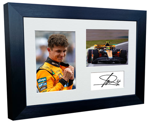 12x8 A4 Lando Norris Triple Grand Prix McLaren Car Autographed Signed Signature Photo Photograph Picture Frame Racing Formula 1 F1 Poster Gift 1