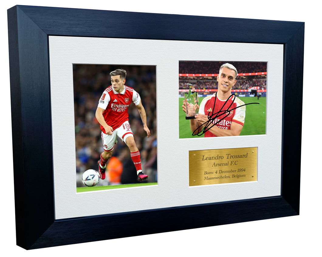 12x8 Signed Leandro Trossard Arsenal F.C Photo Photograph Picture Frame Football Soccer Poster Gift Triple Gold