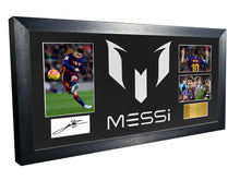 Load image into Gallery viewer, Lionel Messi Celebration With Precision Cut Logo Barcelona Signed Autographed Signed Signature Photograph Picture Frame Football Soccer Poster Gift Black Mount