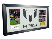 Load image into Gallery viewer, Lionel Messi Celebration With Precision Cut Logo Barcelona Signed Autographed Signed Signature Photograph Picture Frame Football Soccer Poster Gift White Mount