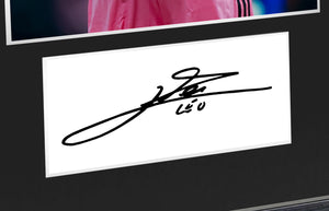 Large Season 2024/25 Lionel Messi Celebration With Precision Cut Logo Inter Miami CF Signed Autographed Signed Signature Photograph Picture Frame Football Soccer Poster Gift Black Mount