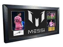 Load image into Gallery viewer, Large Season 2024/25 Lionel Messi Celebration With Precision Cut Logo Inter Miami CF Signed Autographed Signed Signature Photograph Picture Frame Football Soccer Poster Gift Black Mount