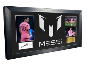 Large Season 2024/25 Lionel Messi Celebration With Precision Cut Logo Inter Miami CF Signed Autographed Signed Signature Photograph Picture Frame Football Soccer Poster Gift Black Mount