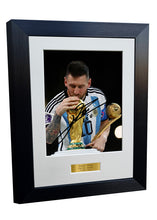 Load image into Gallery viewer, Lionel Messi World Cup Winners 2022 Argentina Barcelona Leo Autographed Signed 12x8 A4 Photo Photograph Picture Frame Football Soccer Poster Gift 8x6