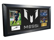 Load image into Gallery viewer, Lionel Messi Celebration With Precision Cut Logo PSG Paris Saint-Germain F.C. Signed Autographed Signature Photograph Picture Frame Football Soccer Poster Gift Black Mount