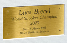 Load image into Gallery viewer, Kitbags &amp; Lockers 12x8 A4 Luca Brecel World Snooker Champion Signed Autographed Autograph Photo Photograph Picture Frame Triple Gold