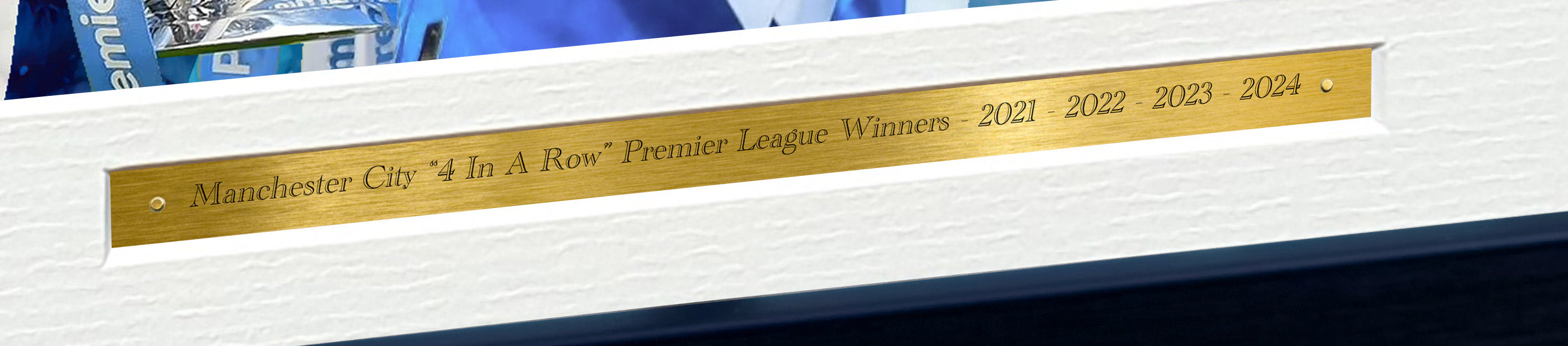 12x8 A4 Manchester City FC Premier League Winners 4 In A Row" 2021/2022/2023/2024 Kevin De Bruyne Pep Guardiola Erling Haaland Phil Foden Signed Autographed Photo Photograph Picture Frame Poster Gift