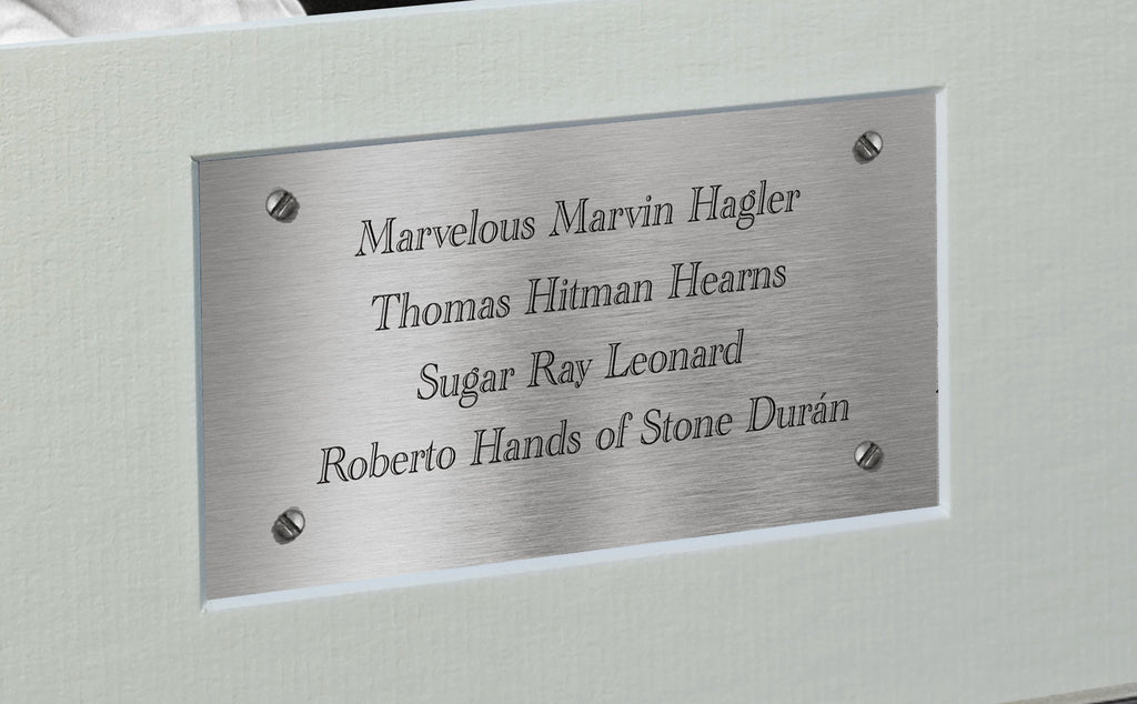 The Four Kings Marvelous Marvin Hagler Thomas Hitman Hearns Sugar Ray Leonard Roberto Duran Photo Photograph Boxing Picture Frame Mount Signed Autographed Signature