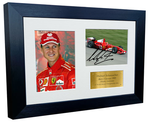 12x8 A4 Michael Schumacher Triple Grand Prix Ferrari Car Autographed Signed Signature Photo Photograph Picture Frame Racing Formula 1 F1 Poster Gift G