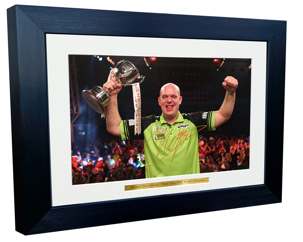 12x8 A4 Michael Van Gerwen "Mighty Mike" Darts PDC WDF Signed Autograph Photo Photograph Picture Frame Poster Gift Trophy