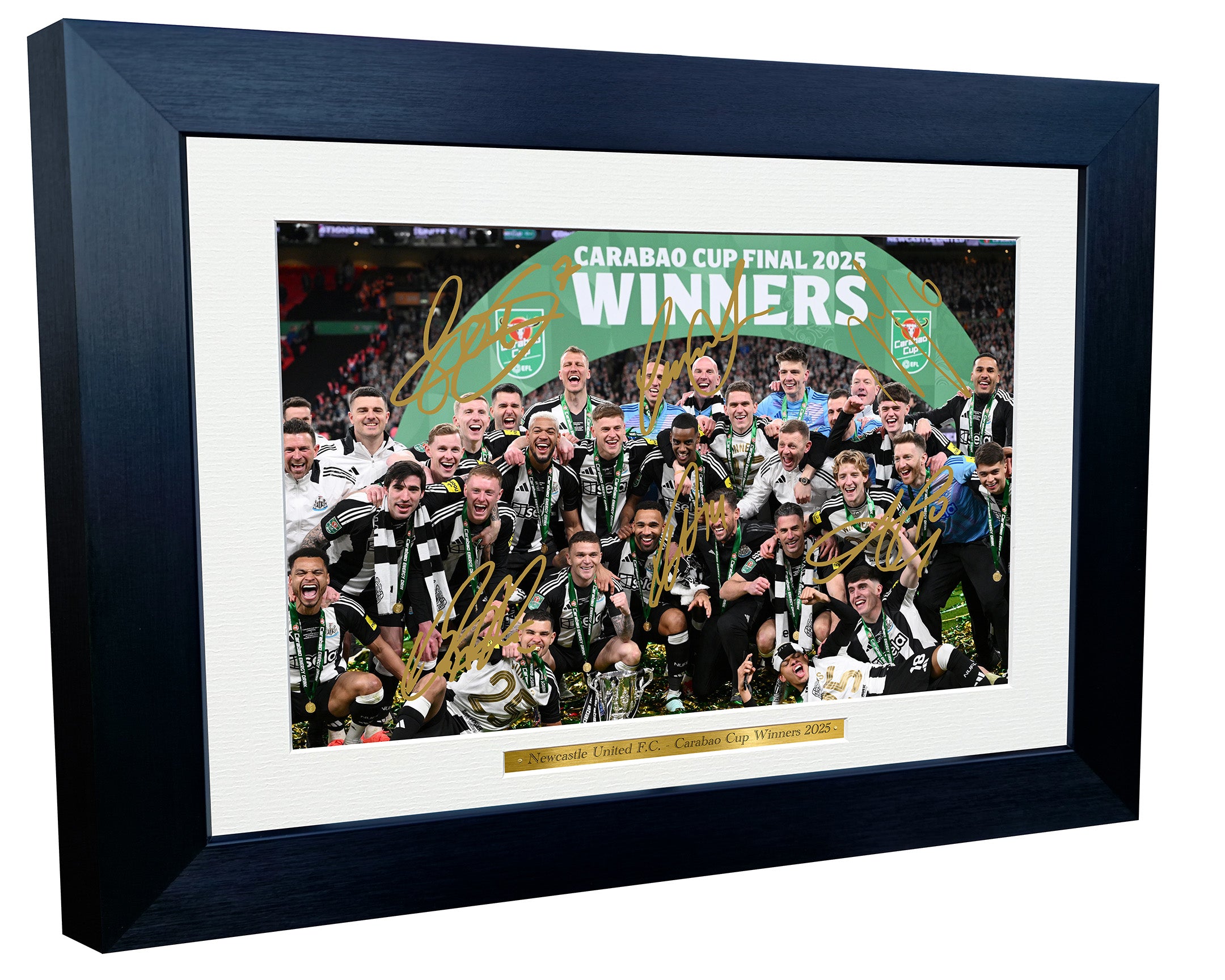 12x8 A4 Signed Newcastle United FC Carabao Cup Winners 2025 Trippier Gordon Wilson Isak Lascelles Joelinton Autographed Photo Photograph Picture Frame Poster Gift Celebration