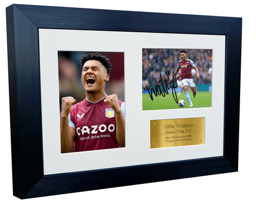 12x8 Signed Ollie Watkins Aston Villa F.C Photo Photograph Picture Frame Football Soccer Poster Gift Triple Gold