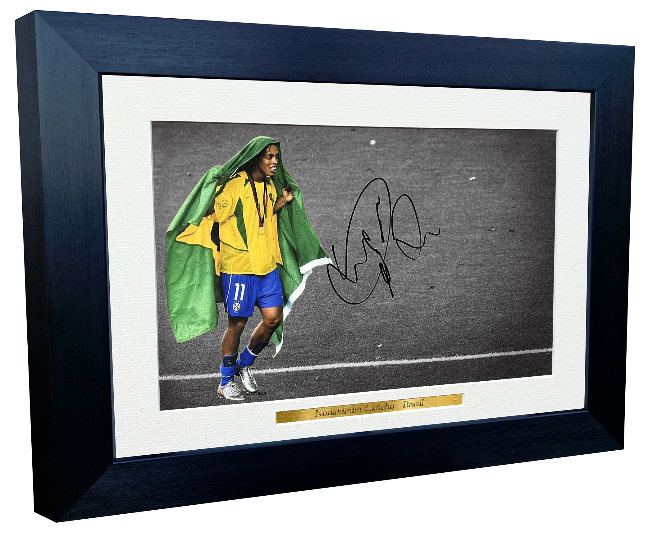12x8 A4 Signed Ronaldinho Brazil Barcelona Autographed Autograph Signed Signature Photograph Photo Picture Frame Football Soccer Poster Gift