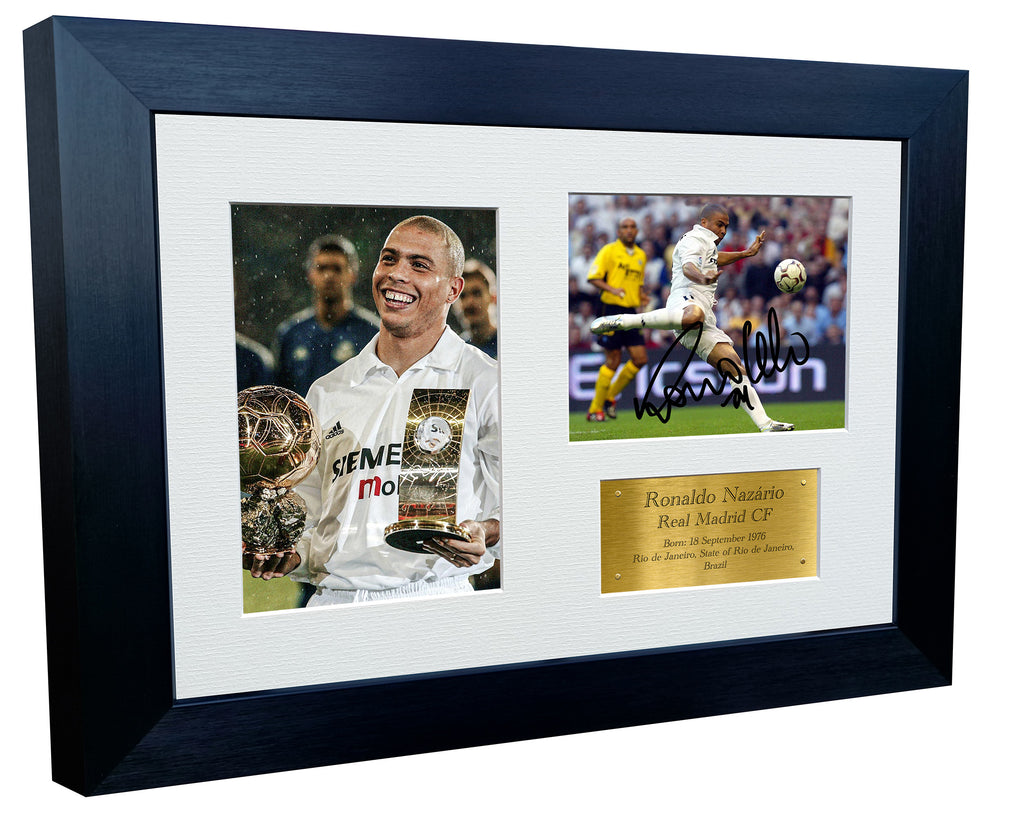 12x8 A4 Signed Ronaldo Nazário Real Madrid Autographed Autograph Signed Signature Photograph Photo Picture Frame Football Soccer Poster Gift G