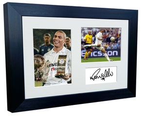 12x8 A4 Signed Ronaldo Nazário Real Madrid Autographed Autograph Signed Signature Photograph Photo Picture Frame Football Soccer Poster Gift