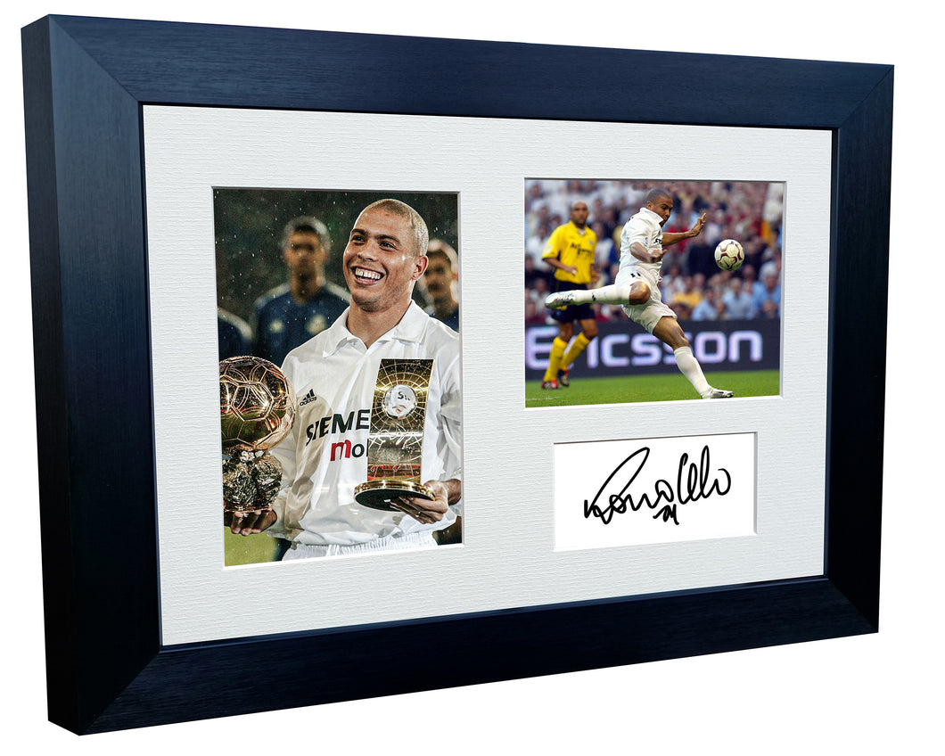 12x8 A4 Signed Ronaldo Nazário Real Madrid Autographed Autograph Signed Signature Photograph Photo Picture Frame Football Soccer Poster Gift