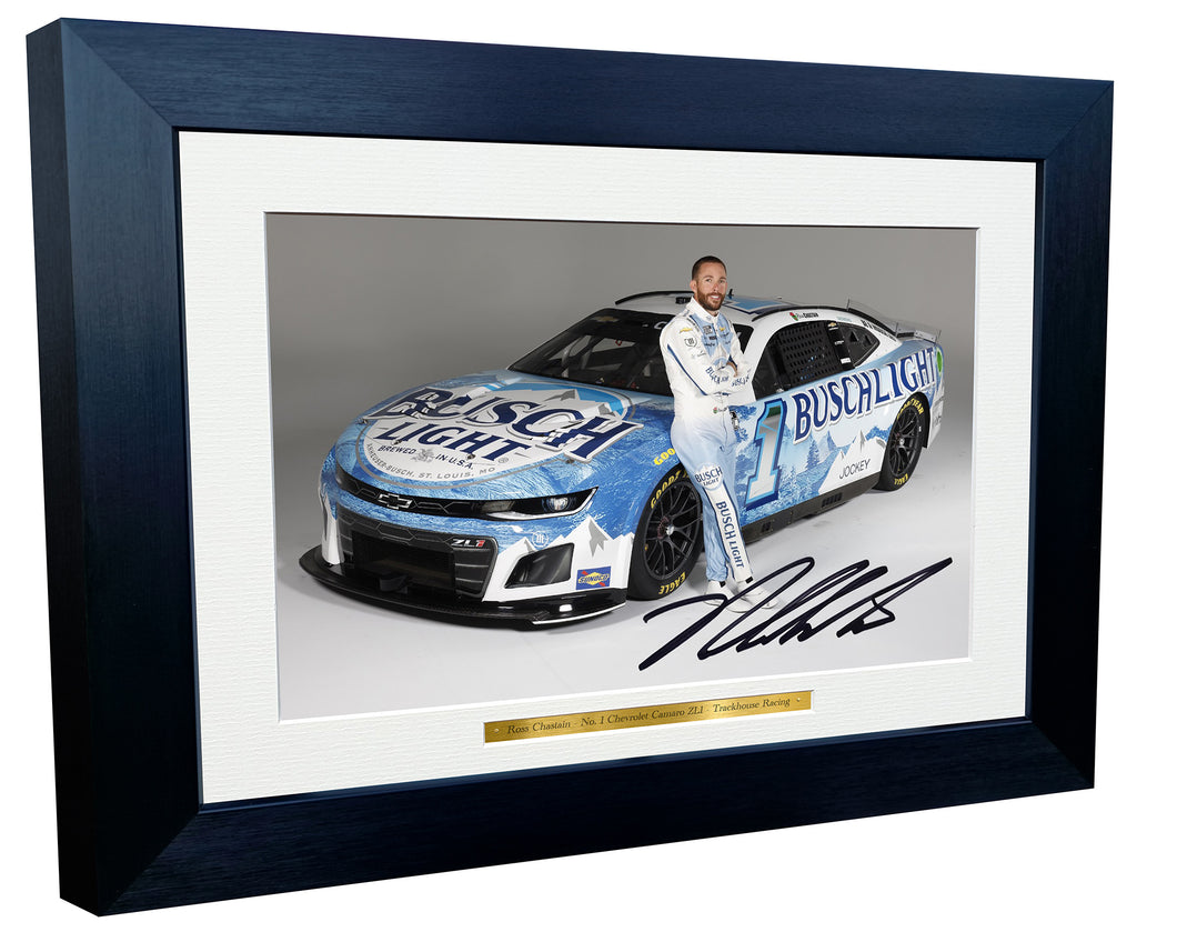 Kitbags & Lockers 12x8 A4 Ross Chastain 2024 NASCAR No. 1 Chevrolet Camaro ZL1 Trackhouse Racing Signed Autographed Signature Photo Photograph Picture Frame Poster Celebration Gift Watermelon Man…