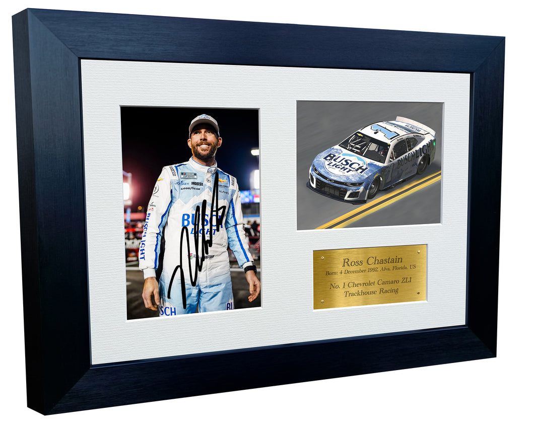 Kitbags & Lockers 12x8 A4 Ross Chastain 2024 NASCAR No. 1 Chevrolet Camaro ZL1 Trackhouse Racing Signed Autographed Signature Photo Photograph Picture Frame Poster Celebration Gift Watermelon Man G