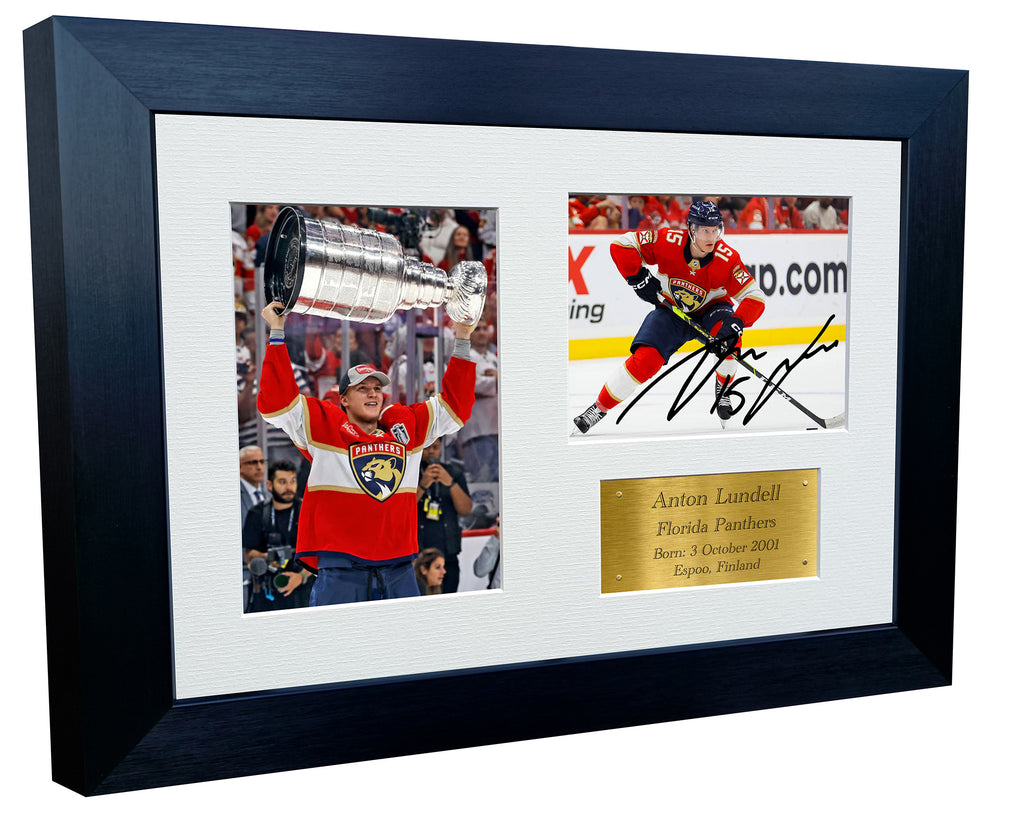 Kitbags & Lockers 12x8 A4 Anton Lundell Florida Panthers Stanley Cup Winners NHL Autographed Signed Signature Photo Photograph Picture Frame Ice Hockey Poster Gift Triple G