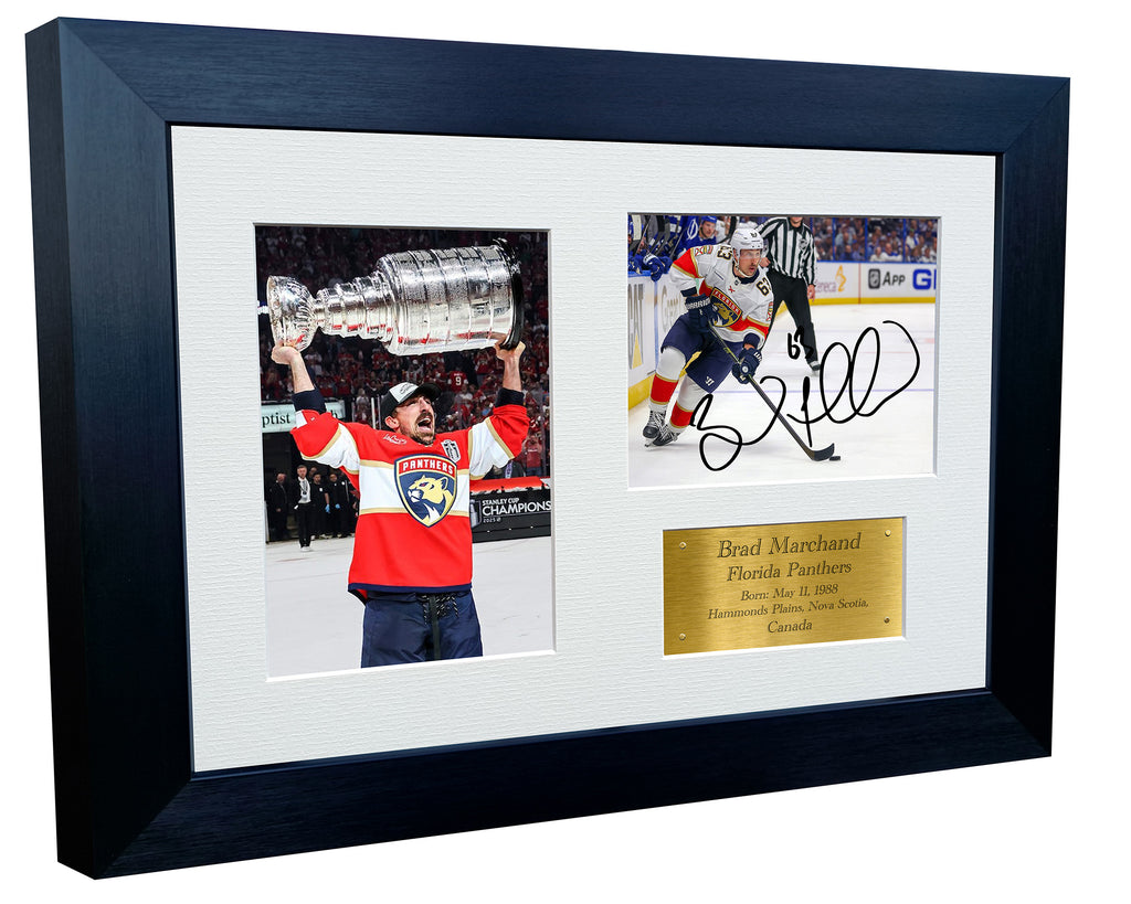 Kitbags & Lockers 12x8 A4 Brad Marchand Florida Panthers Stanley Cup Winners NHL Autographed Signed Signature Photo Photograph Picture Frame Ice Hockey Poster Gift Triple G