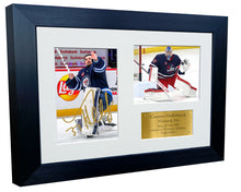 Load image into Gallery viewer, 12x8 A4 Connor Hellebuyck Winnipeg Jets Goalie NHL Autographed Signed Photo Photograph Picture Frame Ice Hockey Poster Gift Triple Gold