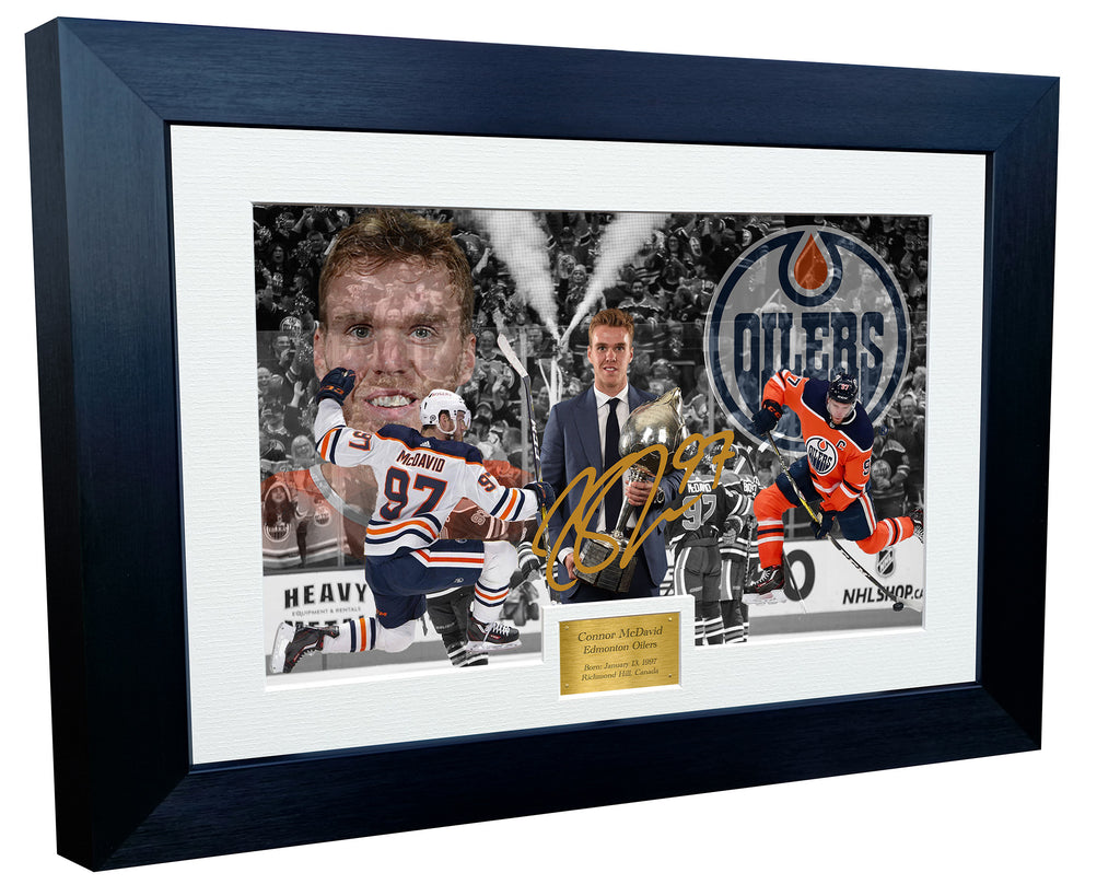 Kitbags & Lockers 12x8 A4 Connor McDavid Celebration Edmonton Oilers NHL Autographed Signed Photo Photograph Picture Frame Ice Hockey Poster Gift