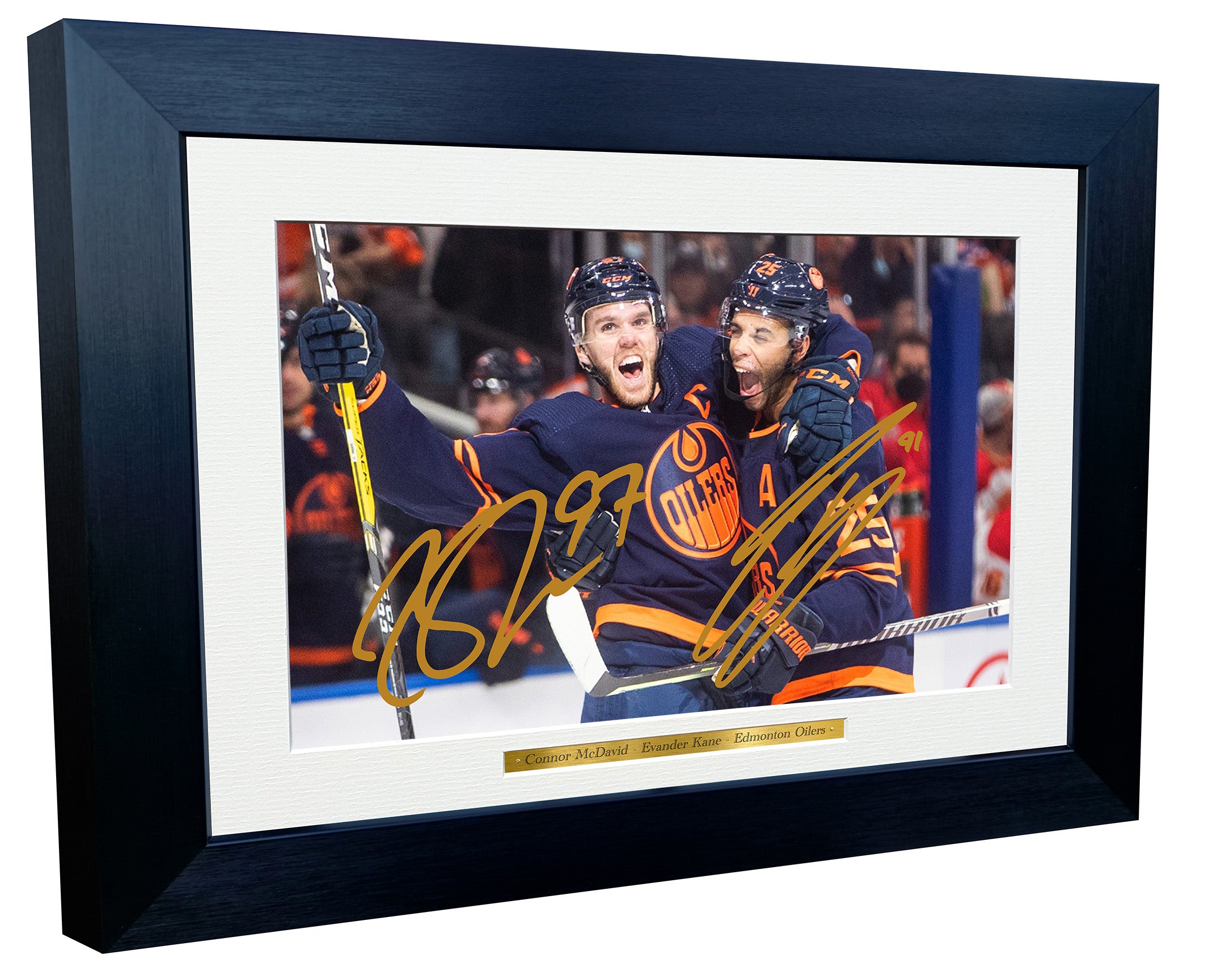 A4 Connor McDavid Evander Kane Edmonton Oilers NHL Autographed Signed Photo Photograph Picture Frame Ice Hockey Poster Gift