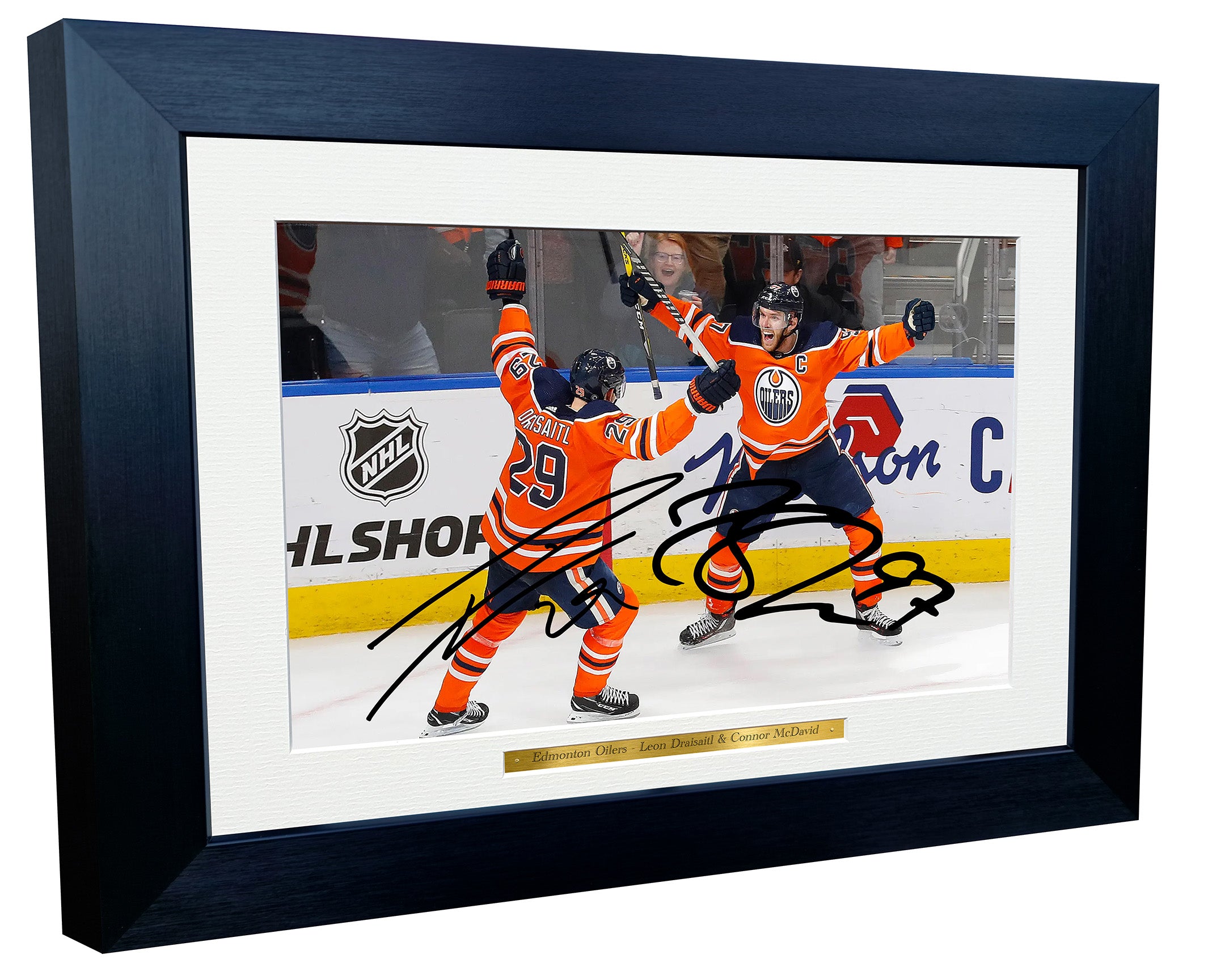 Kitbags & Lockers 12x8 A4 Connor McDavid Leon Draisaitl Edmonton Oilers NHL Autographed Signed Photo Photograph Picture Frame Ice Hockey Poster Gift 1
