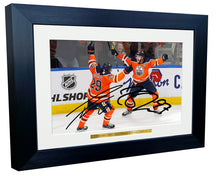 Load image into Gallery viewer, Kitbags &amp; Lockers 12x8 A4 Connor McDavid Leon Draisaitl Edmonton Oilers NHL Autographed Signed Photo Photograph Picture Frame Ice Hockey Poster Gift 1