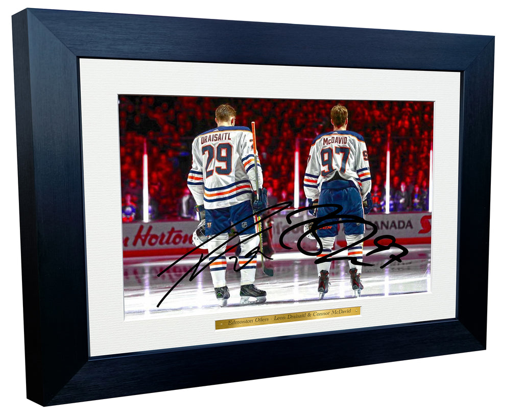 Kitbags & Lockers 12x8 A4 Connor McDavid Leon Draisaitl Edmonton Oilers NHL Autographed Signed Photo Photograph Picture Frame Ice Hockey Poster Gift 2